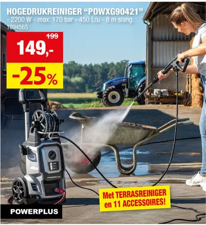 Promotie: Powerplus POWXG90421 hogedrukreiniger 2200W