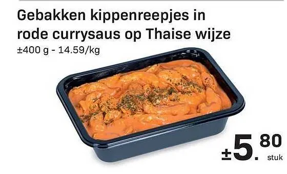 Promotie: Gebakken kippenreepjes in rode currysaus op Thaise wijze