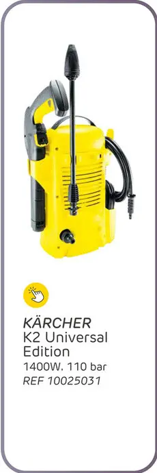 Aanbieding: Kärcher hogedrukreiniger k2 universal edition - 1400w - 110 bar - 360 l/u - slang van 3m - hogedrukpistool - vuilfrees