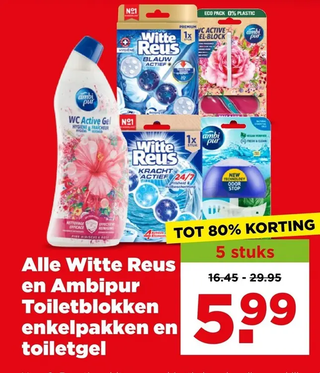 Aanbieding: Witte Reus en Ambipur Toiletblokken enkelpakken en toiletgel