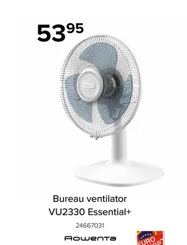 Promotie: Rowenta Essential Plus VU2330 Tafelventilator - Stille Werking - Automatische Oscillatie - Wit