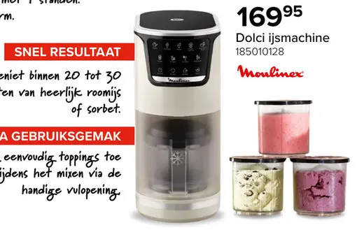 Promotie: Moulinex Dolci Ijsmachine MJ602AF0 - 10 Programma's - Incl. 3 Tritan Kommen
