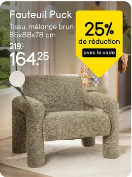 Offre: Fauteuil Puck - brun mélange