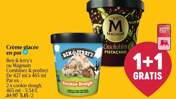 Offre: Crème glacée en pot