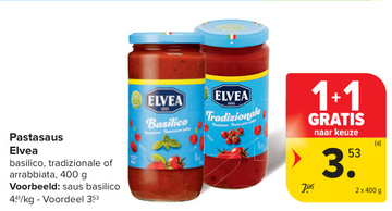 Aanbieding: Pastasaus Elvea basilico