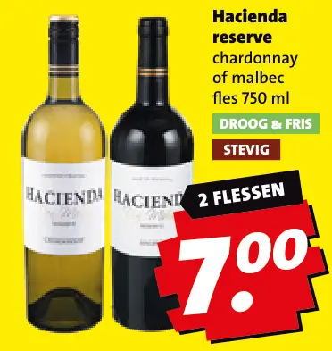 Aanbieding: Hacienda reserve chardonnay of malbec