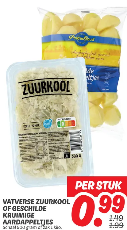 Aanbieding: Vatverse zuurkool of geschilde kruimige aardappeltjes
