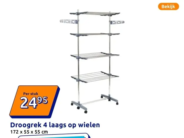 Promotie: Droogrek 4 laags op wielen