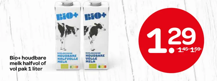 Aanbieding: Bio+ houdbare melk halfvol of vol pak