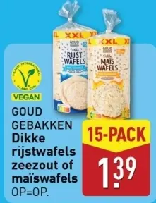 Aanbieding: GOUD GEBAKKEN Dikke rijstwafels zeezout of maïswafels