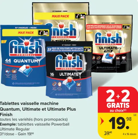 Offre: Tablettes vaisselle machine Quantum, Ultimate et Ultimate Plus