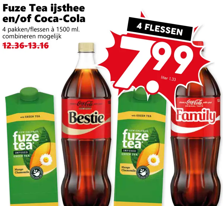 Aanbieding: Fuze Tea ijsthee en/of Coca-Cola