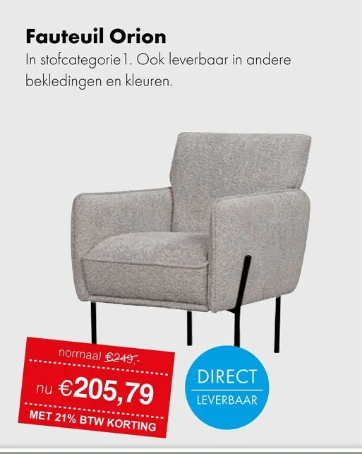 Aanbieding: Orion fauteuil grijs