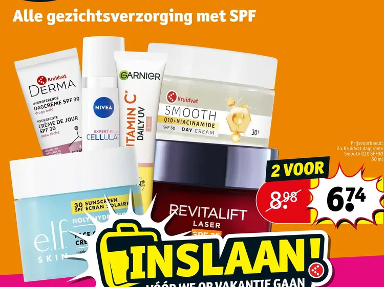 Promotie: Alle gezichtsverzorging met SPF