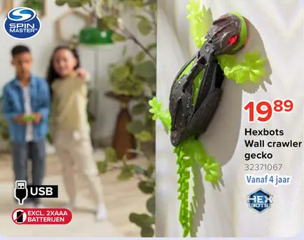 Aanbieding: Hex Bots Muurkruipende Gekko RC - Oplaadbaar - Vanaf 4 Jaar