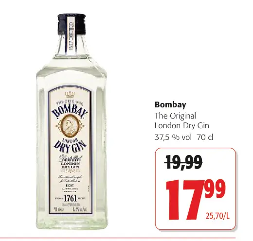 Offre: Bombay The Original London Dry Gin