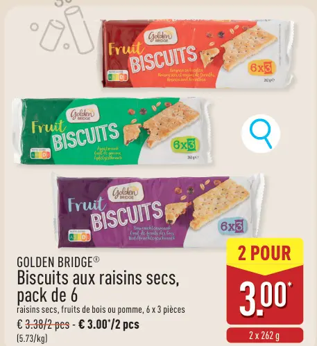 Offre: Biscuits aux raisins secs, pack de 6
