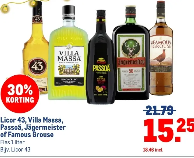 Aanbieding: Licor 43, Villa Massa, Passoã, Jägermeister o