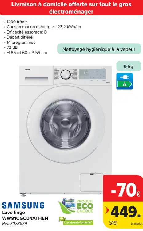 Offre: Lave-linge WW91CGC04ATHEN