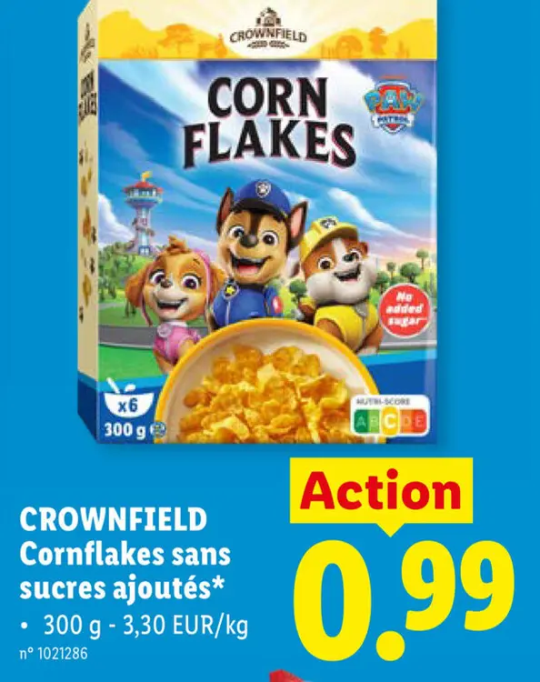 Offre: Cornflakes sans sucres ajoutés