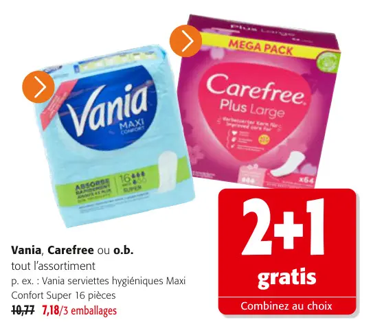 Offre: Vania, Carefree ou o.b.