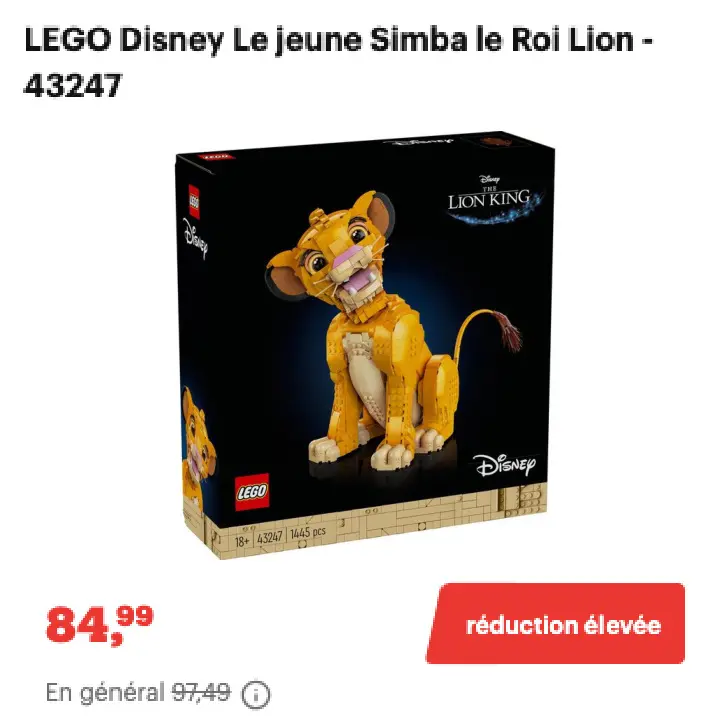 Offre: LEGO Disney Le jeune Simba le Roi Lion