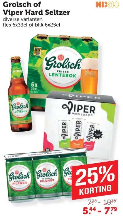 Aanbieding: Grolsch LenteBok / Premium Pilsner / Viper Hard Seltzer