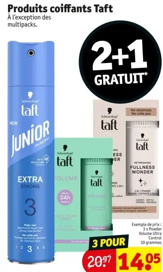 Offre: Produits coiffants Taft