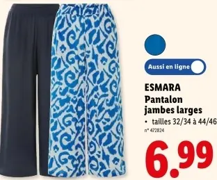 Offre: Pantalon jambes larges