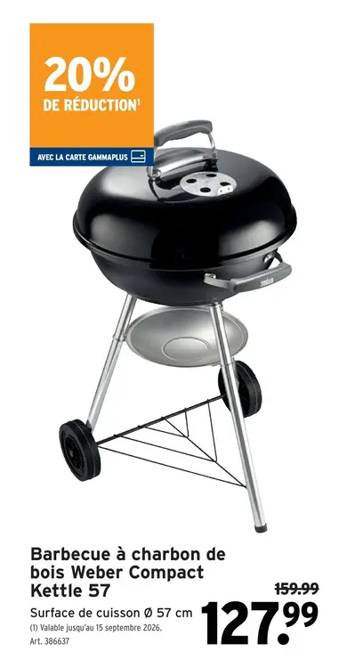 Offre: Barbecue à charbon de bois Weber Compact Kett