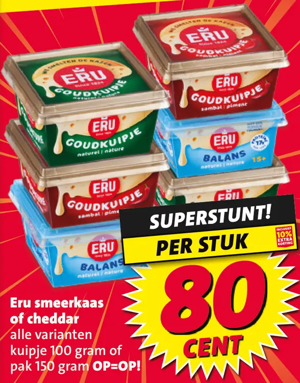 Aanbieding: Smeerkaas of cheddar alle varianten kuipje 100 gram of pak 150 gram