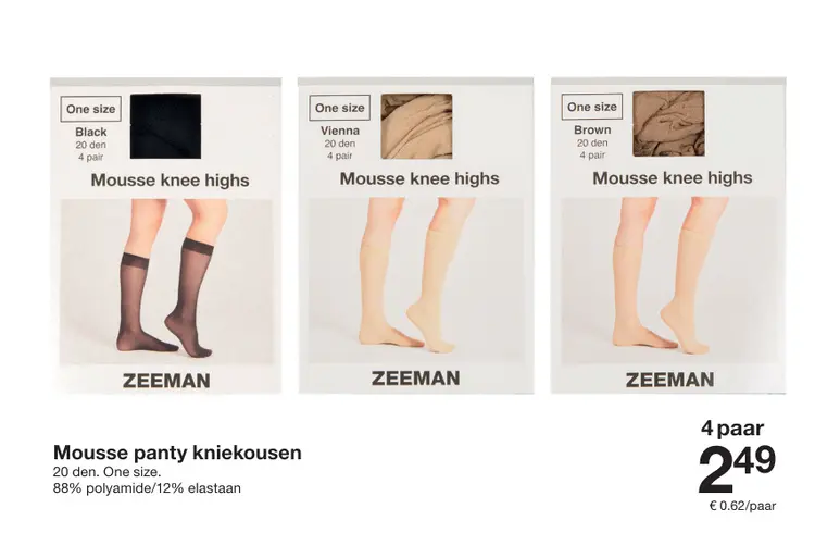 Aanbieding: Mousse panty kniekousen