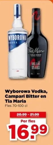Aanbieding: Wyborowa Vodka, Campari Bitter en Tia Maria
