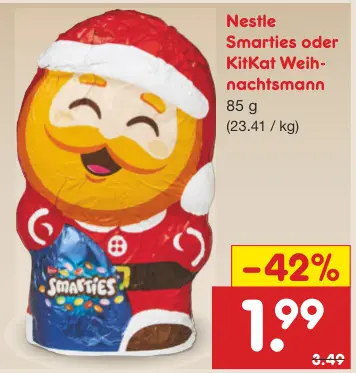 Aanbieding: Smarties oder KitKat Weihnachtsmann