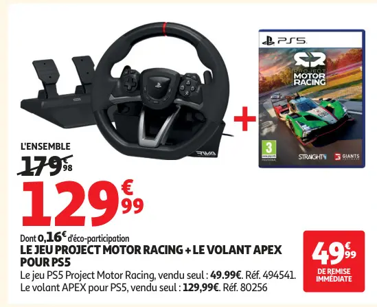 Promotie: Le jeu project motor racing + le volant apex 