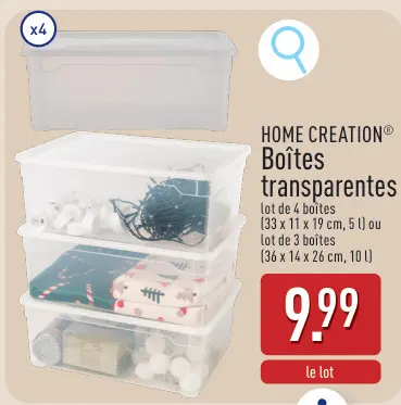 Offre: Boîtes transparentes