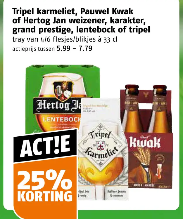 Aanbieding: Tripel Karmeliet, Pauwel Kwak of Hertog Jan w