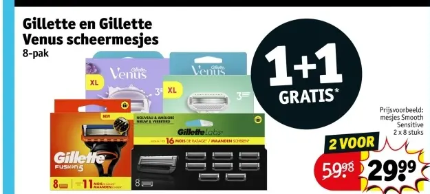 Aanbieding: Gillette en Gillette Venus scheermesjes