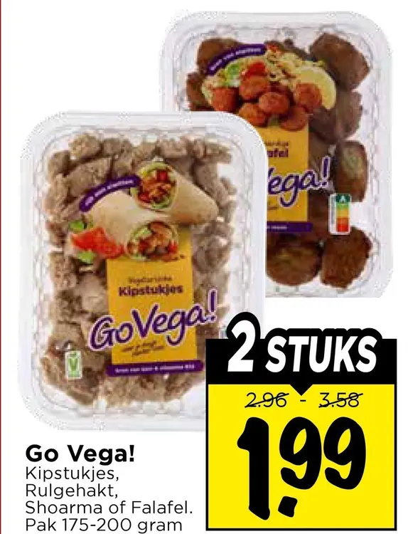 Aanbieding: Kipstukjes, Rulgehakt, Shoarma of Falafel