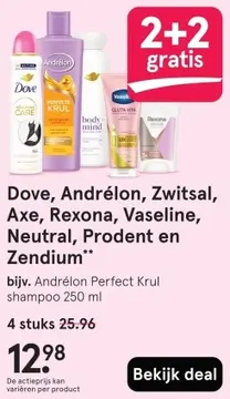 Aanbieding: Dove, Andrélon, Zwitsal, Axe, Rexona, Vaseline, Neutral, Prodent en Zendium