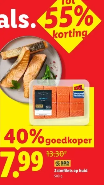Aanbieding: Zalmfilets op huid