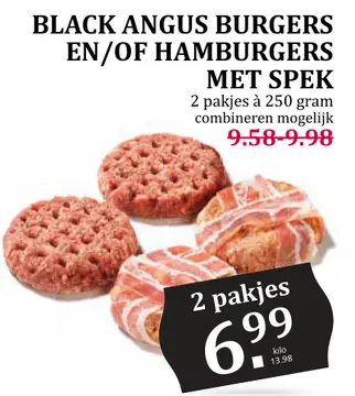 Aanbieding: Black angus burgers en/of hamburgers met spek