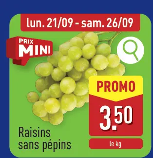 Offre: Raisins sans pépins
