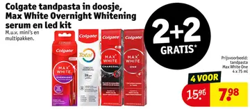 Aanbieding: Tandpasta in doosje, Max White Overnight Whitening serum en led kit