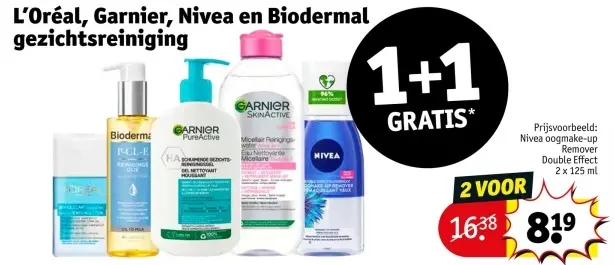 Aanbieding: L'Oréal, Garnier, Nivea en Biodermal gezichtsreiniging