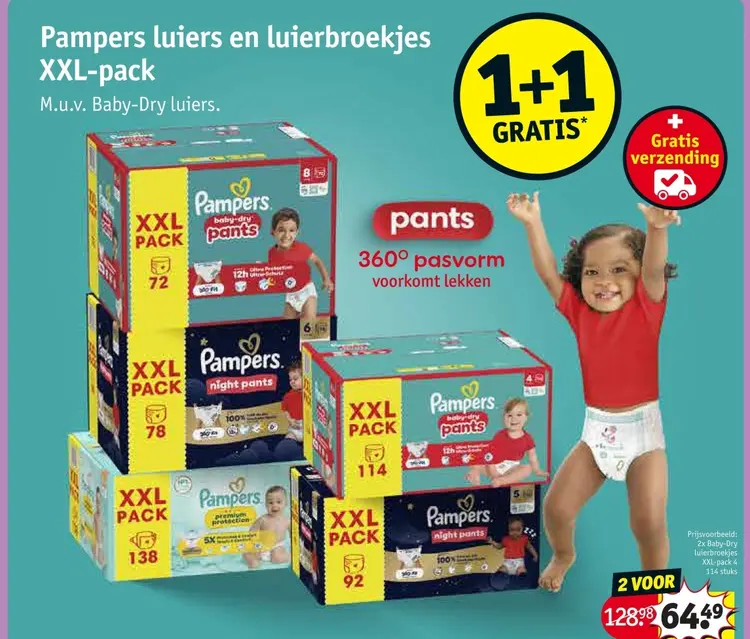 Promotie: Pampers luiers en luierbroekjes XXL-pack