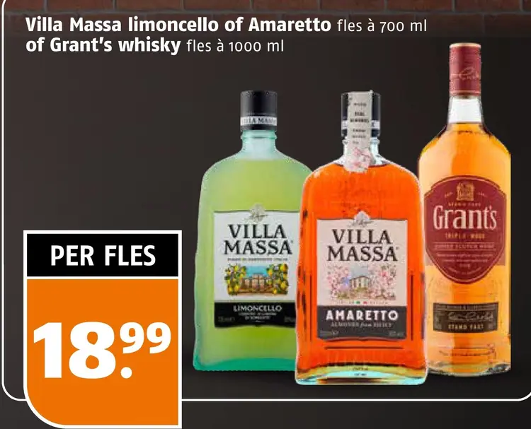 Aanbieding: Villa Massa limoncello of Amaretto of Grant's whisky