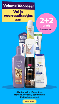 Aanbieding: Alle andrelon, dove, axe, rexona, prodent, zendium en zwitsal