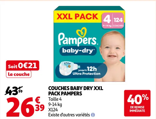 Promotie: Couches baby dry xxl pack