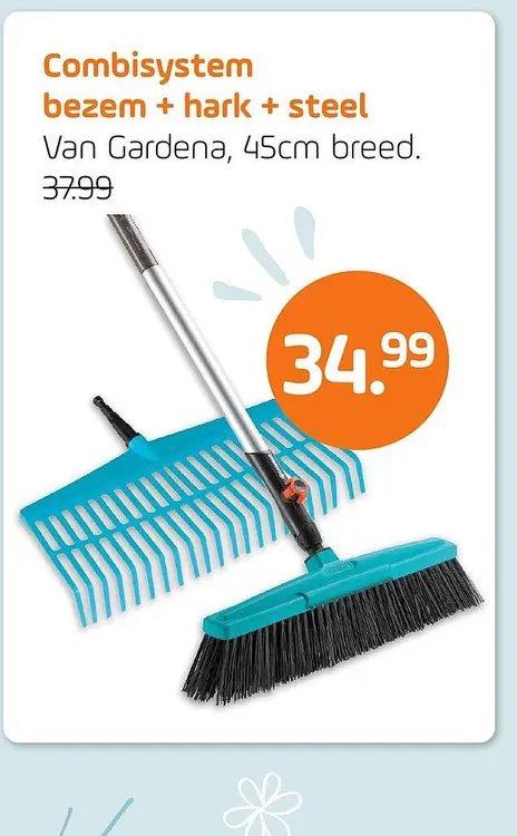 Aanbieding: Combisystem bezem + hark + steel